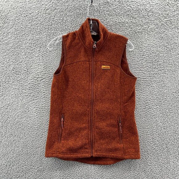 Orvis Fleece Vest Womens Small Full Zip Orange Rust Heathered R65 Sweater Fleece - Picture 1 of 11